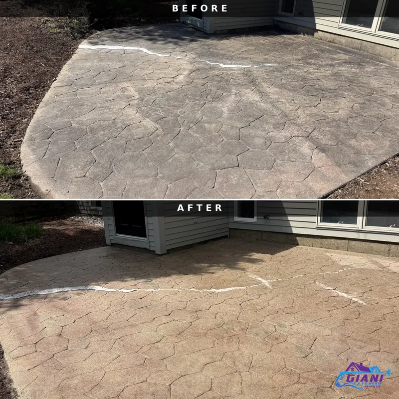 Before and after concrete cleaning in Newmarket, NH