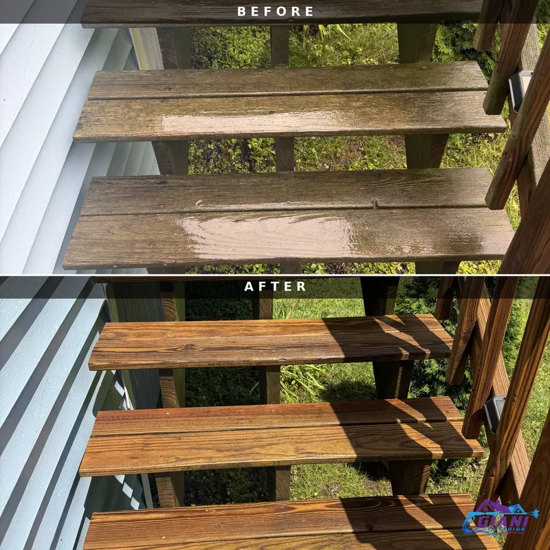 Before and after deck cleaning in Nottingham, NH