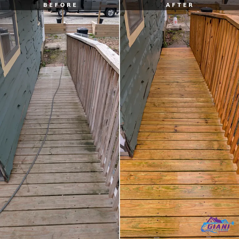 Before and after deck cleaning in Nottingham, NH