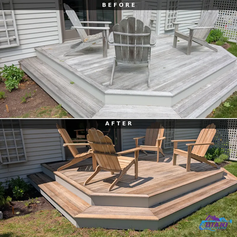 Before and after deck cleaning in Portsmouth, NH