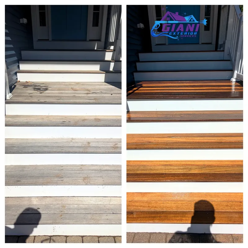 Before and after deck cleaning in Portsmouth, NH