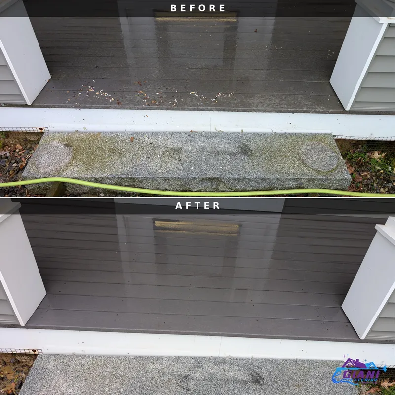 Before and after porch and step cleaning in Newmarket, NH