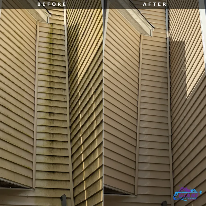 Before and after house washing in Epping, NH