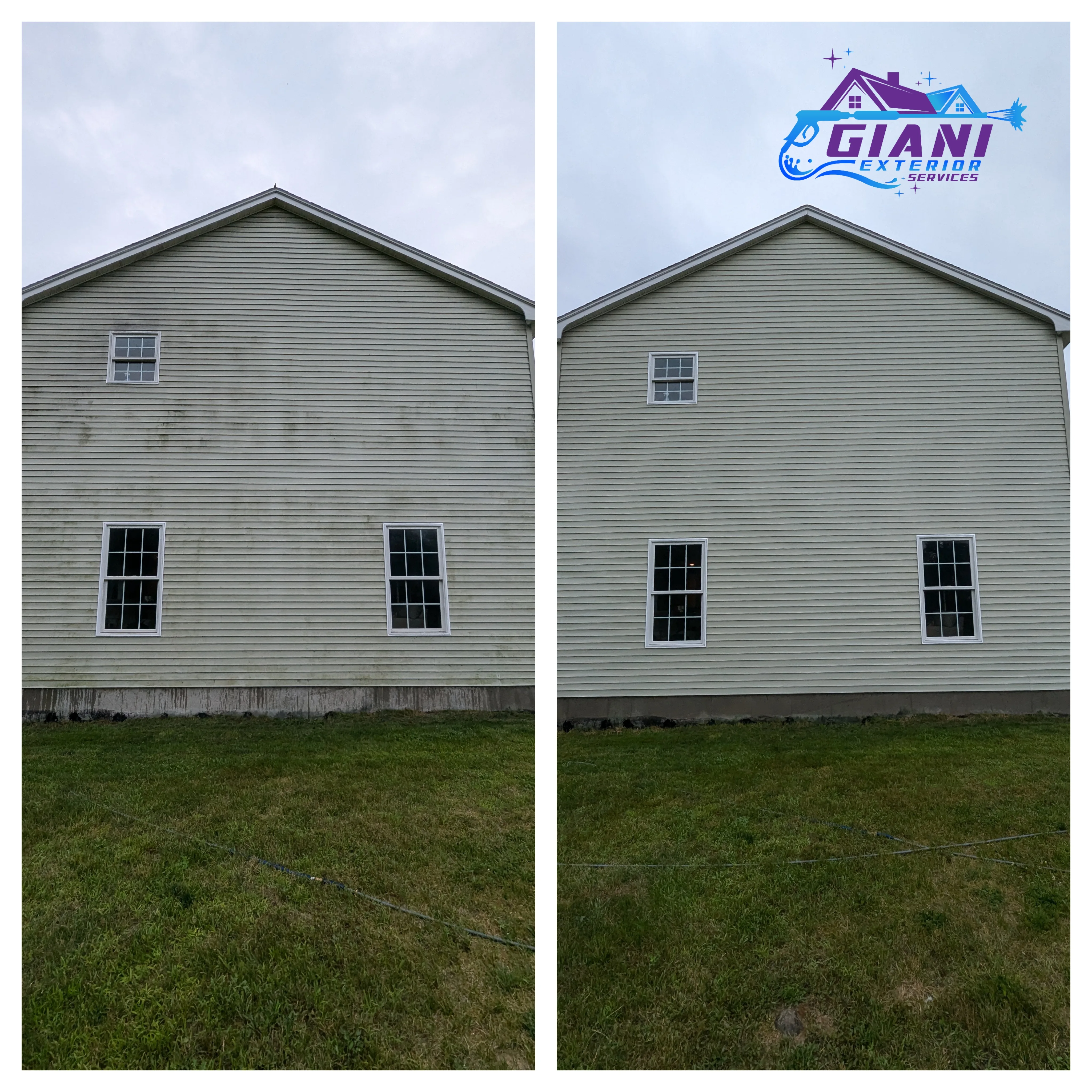 Before and after house wash — Epping, NH