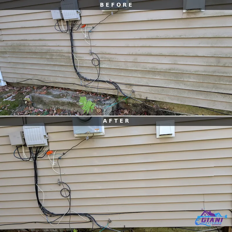 Before and after house washing in Northwood, NH