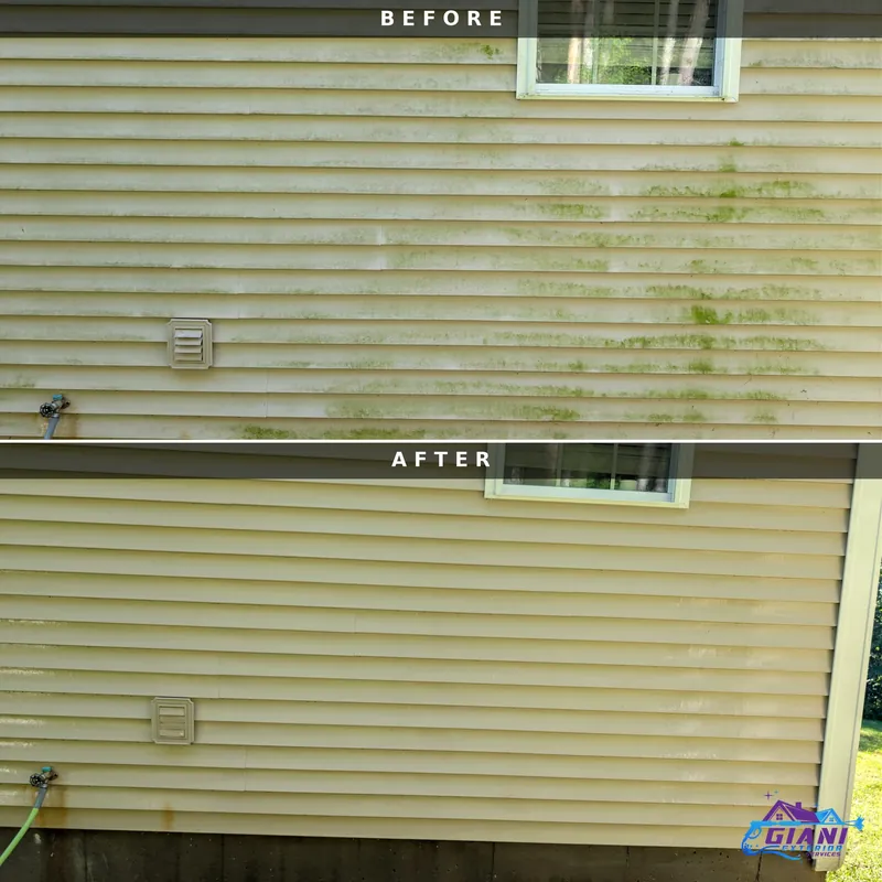 Before and after house washing in Nottingham, NH