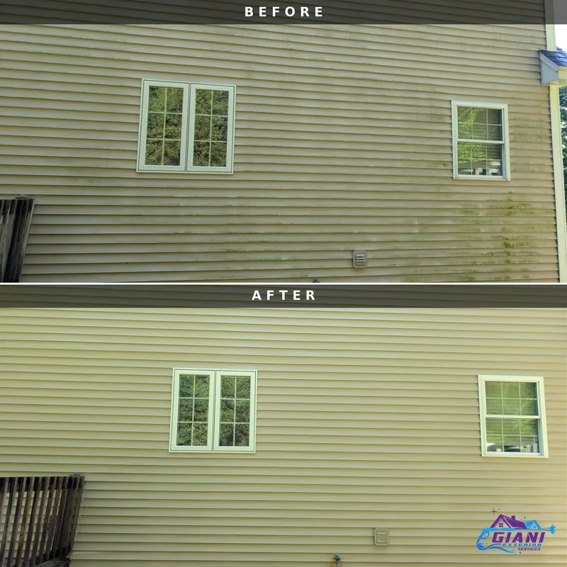 Before and after house washing in Nottingham, NH