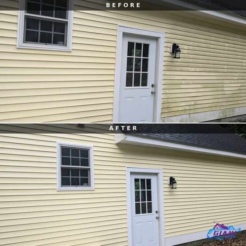 Before and after house washing in Nottingham, NH