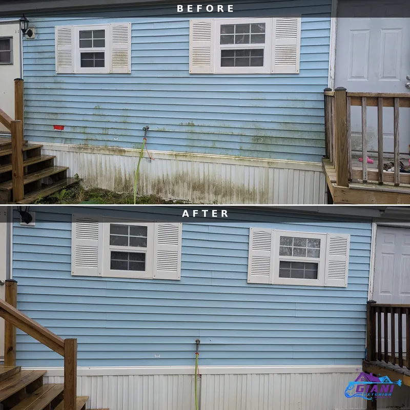 Before and after house washing in Salem, NH