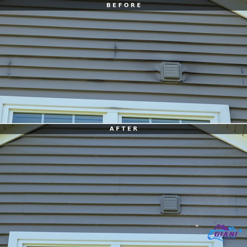 Before and after house washing in Stratham, NH