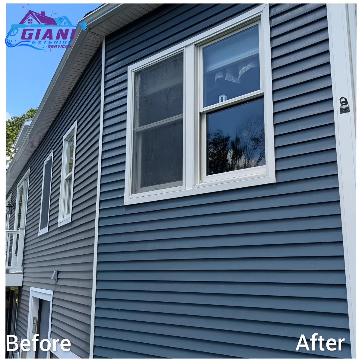 Vinyl siding oxidation removal — color restored without repainting